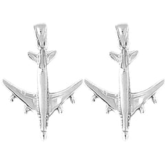 Sterling Silver 29mm Airplane Earrings