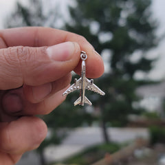 10K, 14K or 18K Gold 3D Airplane Pendant