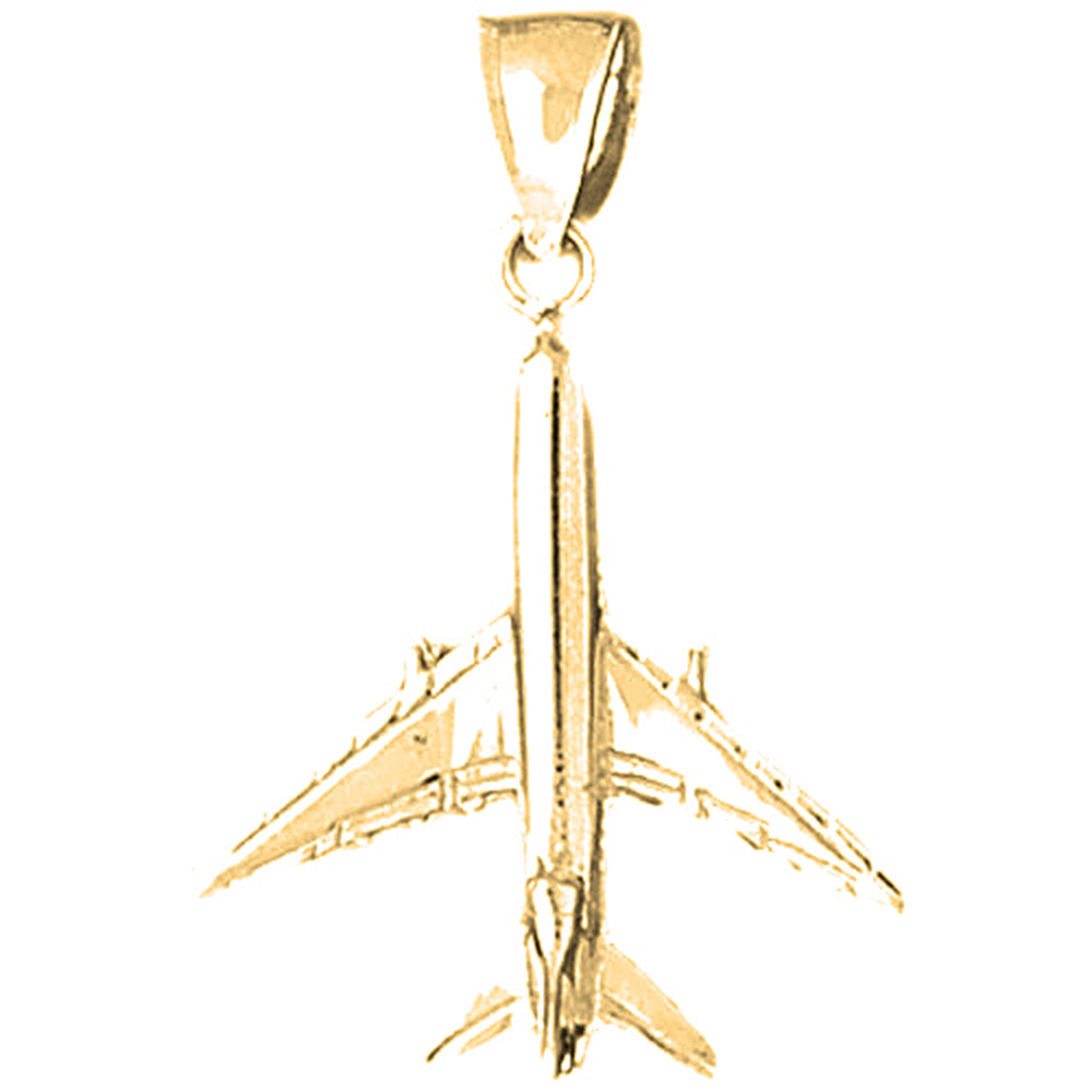 10K, 14K or 18K Gold 3D Airplane Pendant