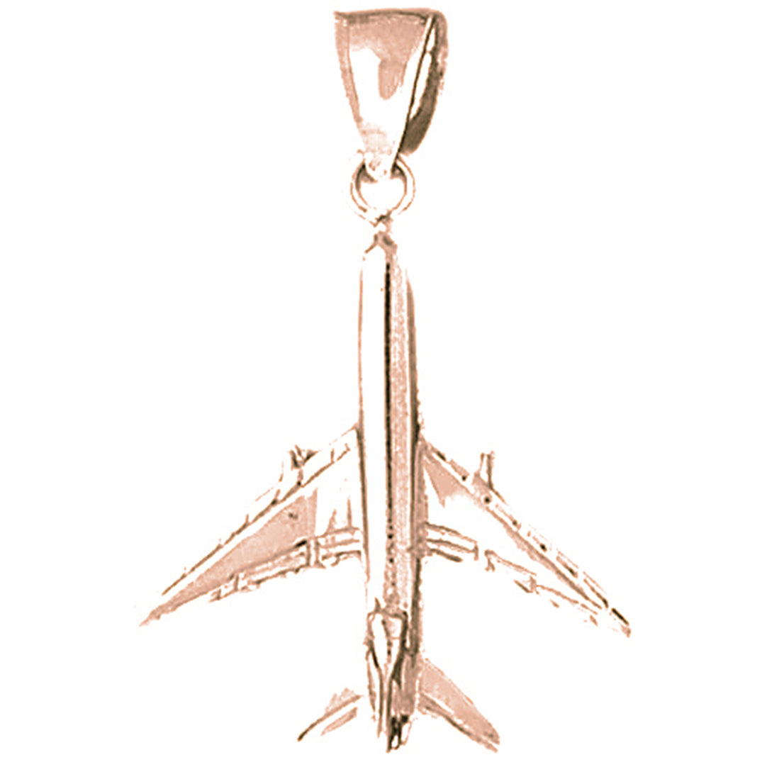 10K, 14K or 18K Gold 3D Airplane Pendant