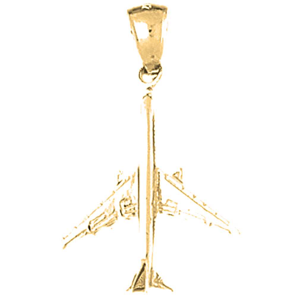 10K, 14K or 18K Gold 3D Airplane Pendant