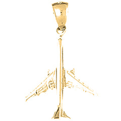 10K, 14K or 18K Gold 3D Airplane Pendant