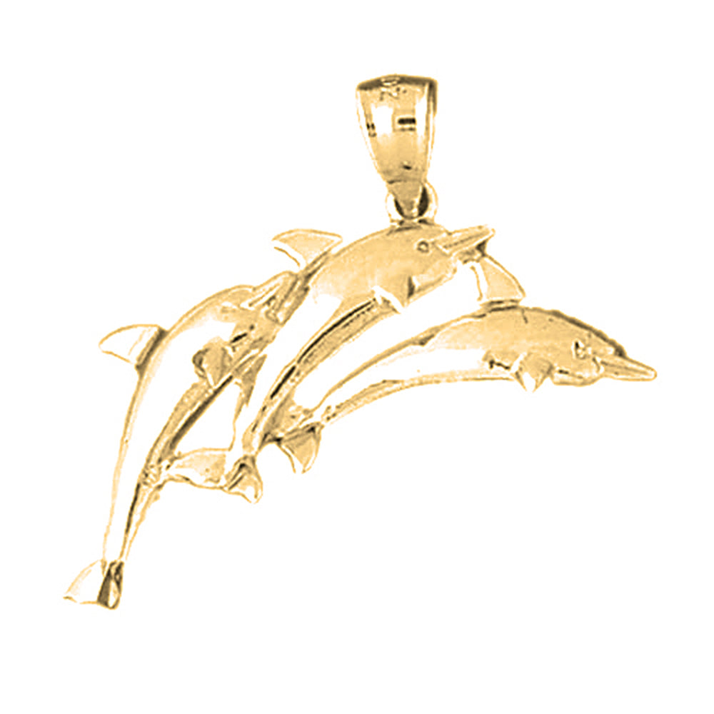 10K, 14K or 18K Gold Dolphin Pendant