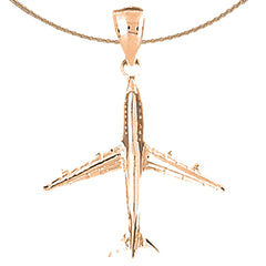 10K, 14K or 18K Gold 3D Airplane Pendant