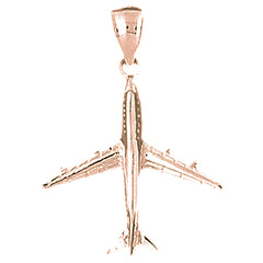 10K, 14K or 18K Gold 3D Airplane Pendant