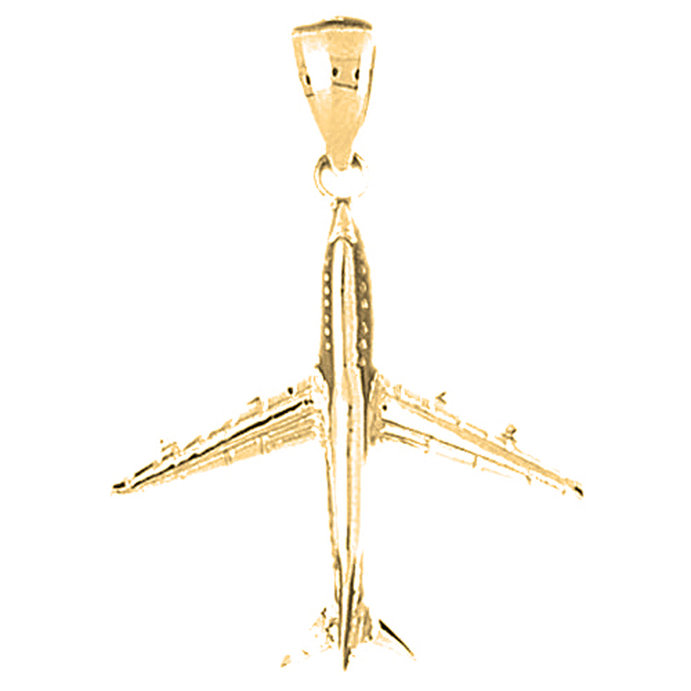 10K, 14K or 18K Gold 3D Airplane Pendant