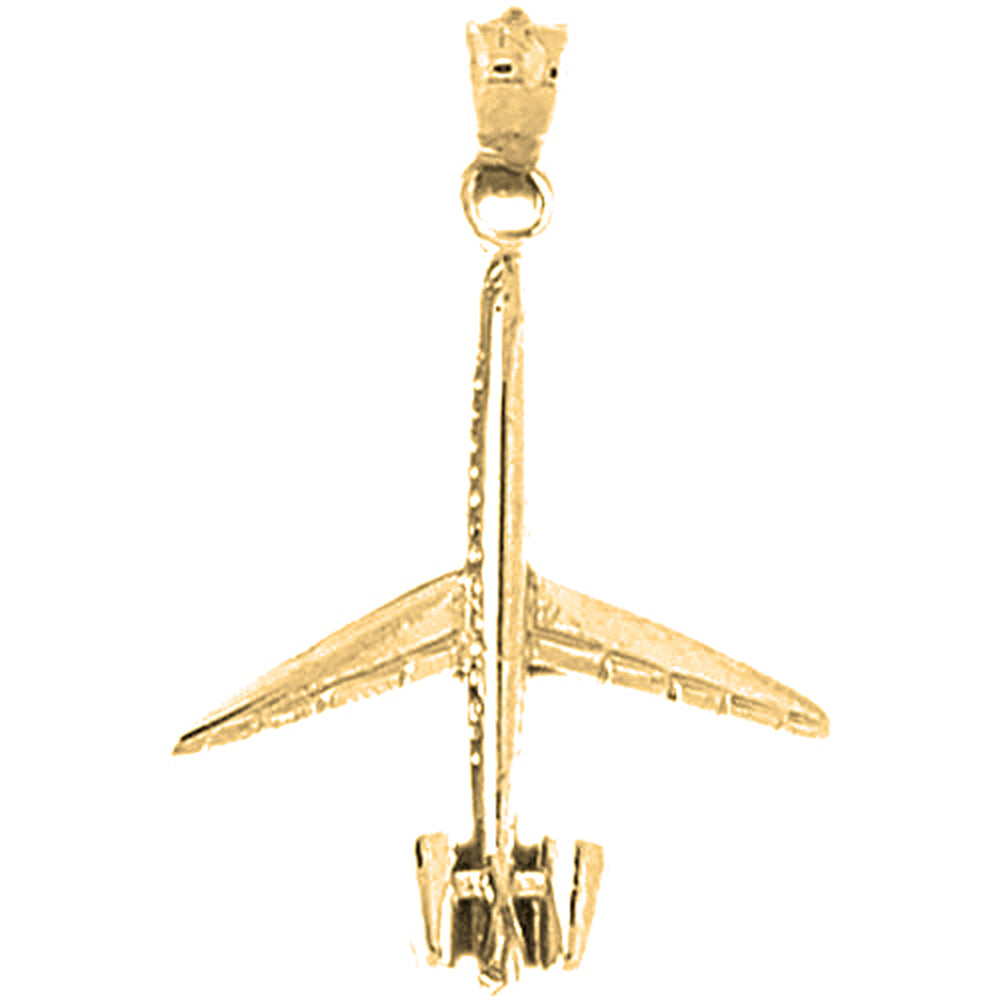 10K, 14K or 18K Gold 3D Airplane Pendant