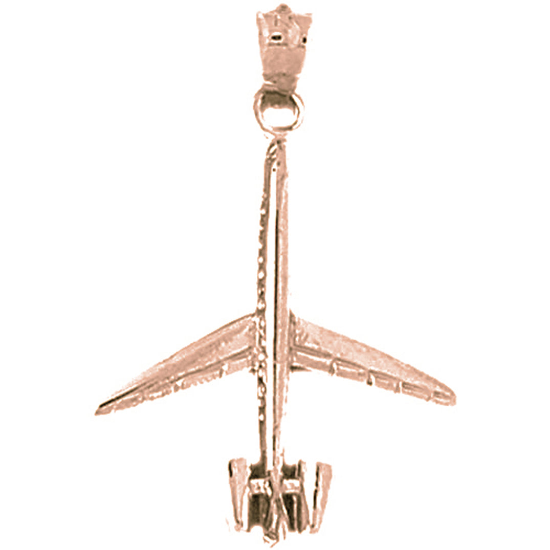 10K, 14K or 18K Gold 3D Airplane Pendant