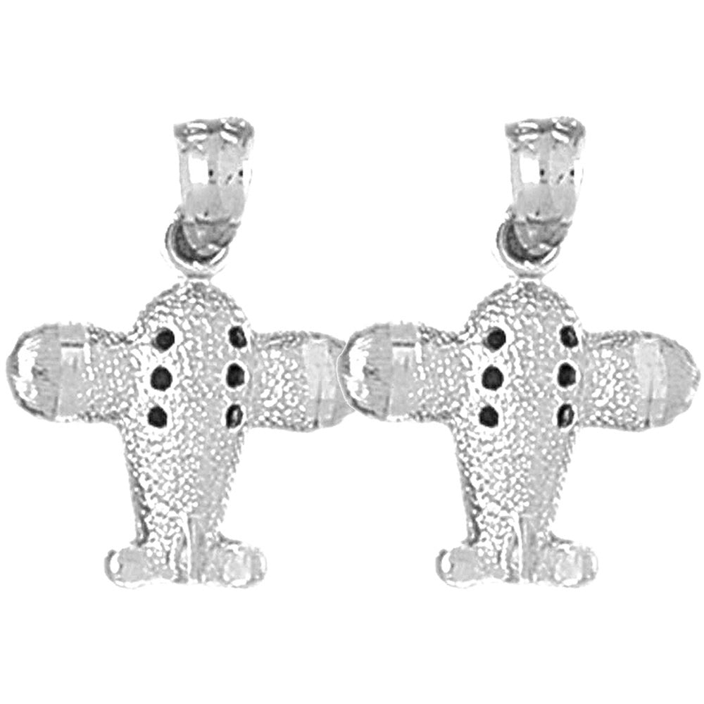 Sterling Silver 21mm Airplane Earrings