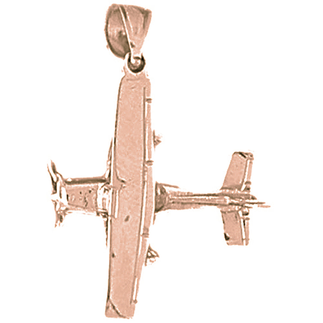 10K, 14K or 18K Gold 3D Airplane Pendant