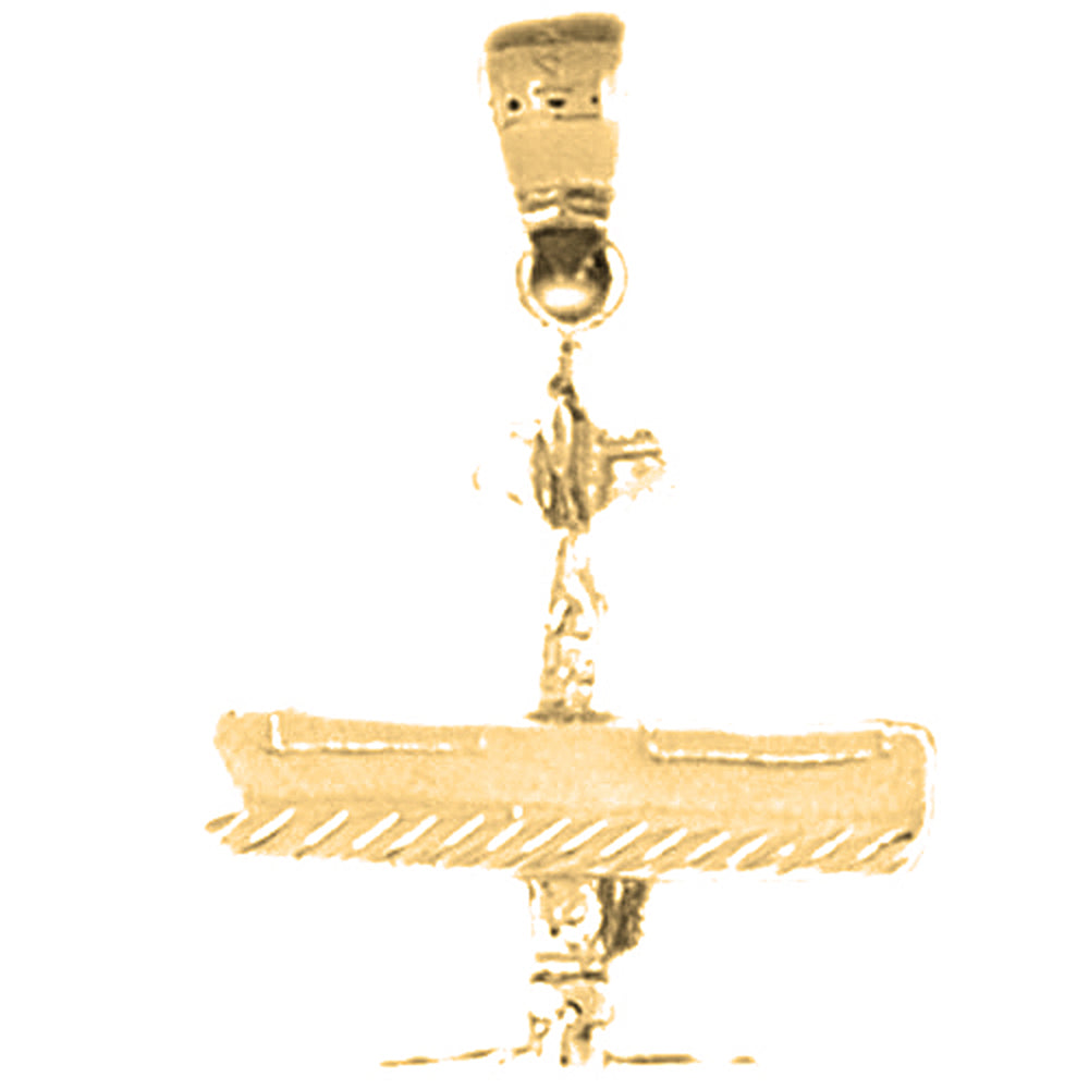 10K, 14K or 18K Gold 3D Airplane Pendant