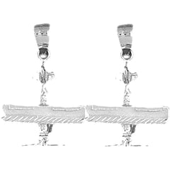 Sterling Silver 25mm 3D Airplane Earrings