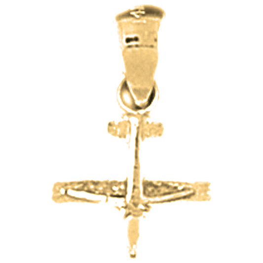 14K or 18K Gold 3D Airplane Pendant