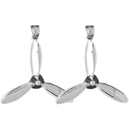 Sterling Silver 34mm Propeller Earrings