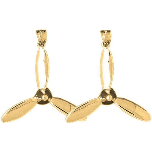 Yellow Gold-plated Silver 34mm Propeller Earrings