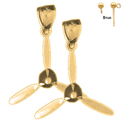 14K or 18K Gold Propeller Earrings