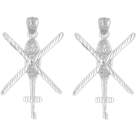 Sterling Silver 34mm Helicopter Earrings