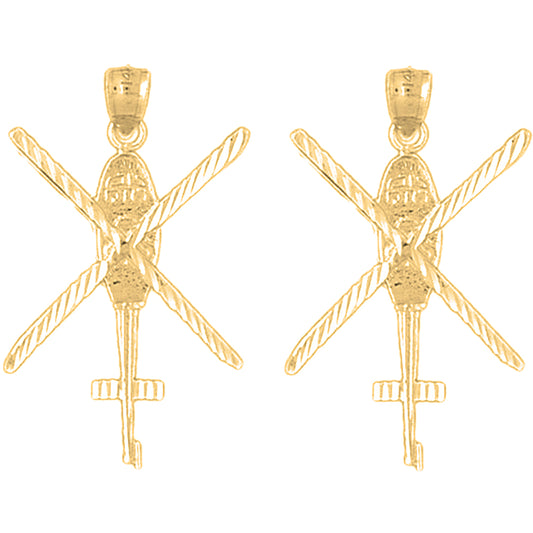 Yellow Gold-plated Silver 34mm Helicopter Earrings