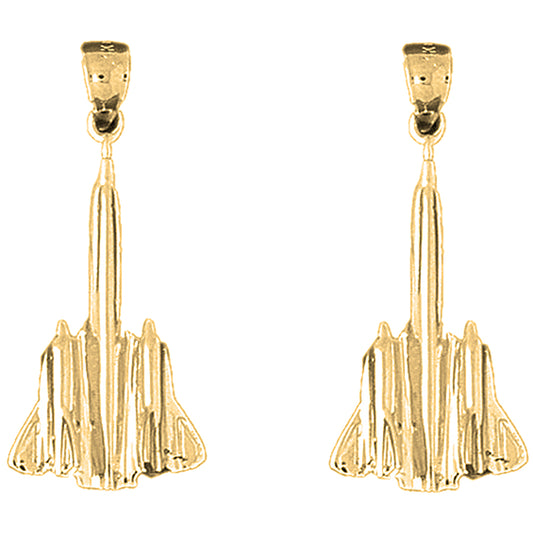 Yellow Gold-plated Silver 34mm Airplane Earrings