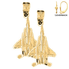 Sterling Silver 26mm Airplane Earrings (White or Yellow Gold Plated)