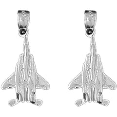 Sterling Silver 26mm Airplane Earrings