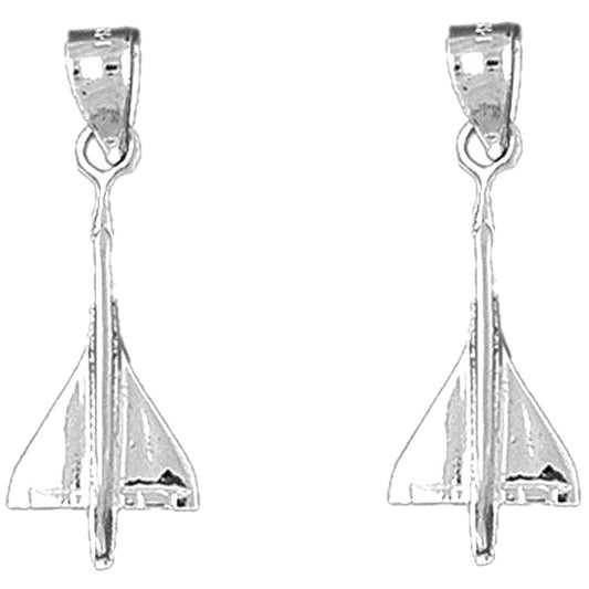 Sterling Silver 28mm Airplane Earrings