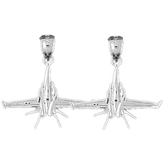 Sterling Silver 23mm Airplane Earrings