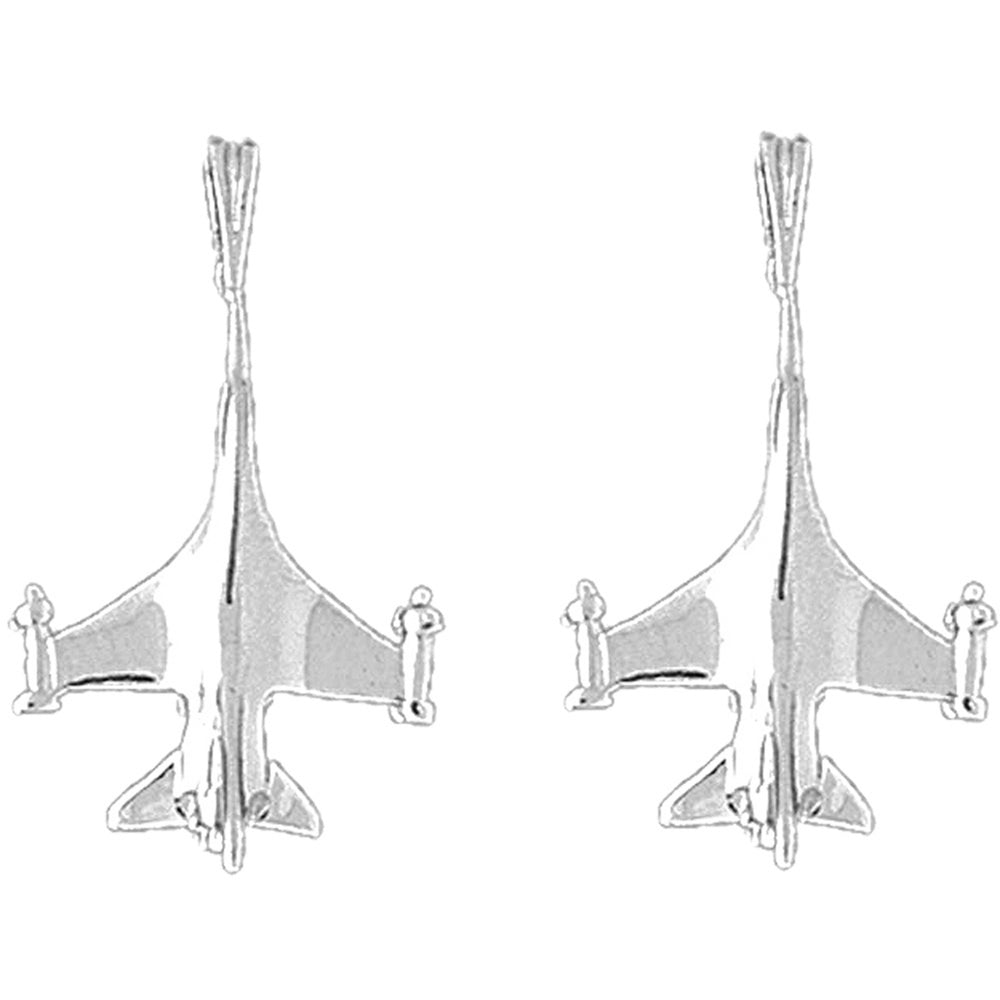 Sterling Silver 26mm Airplane Earrings