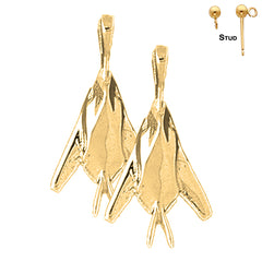 Sterling Silver 27mm Airplane Earrings (White or Yellow Gold Plated)