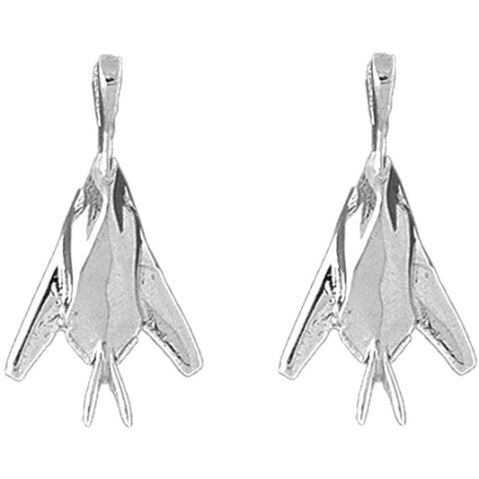 Sterling Silver 27mm Airplane Earrings