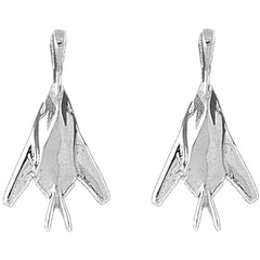 Sterling Silver 27mm Airplane Earrings