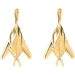 Yellow Gold-plated Silver 27mm Airplane Earrings