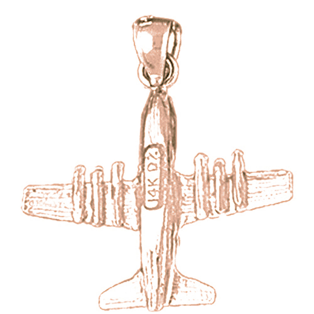 10K, 14K or 18K Gold Airplane Pendant