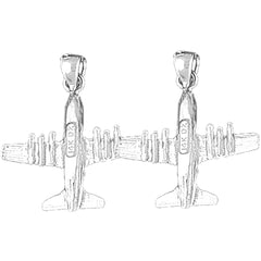 Sterling Silver 23mm Airplane Earrings