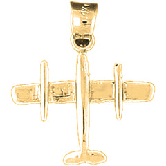 14K or 18K Gold 3D Airplane Pendant