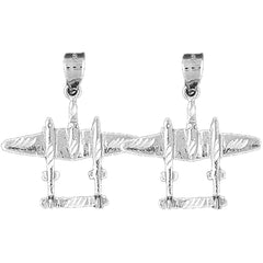 Sterling Silver 26mm Airplane Earrings