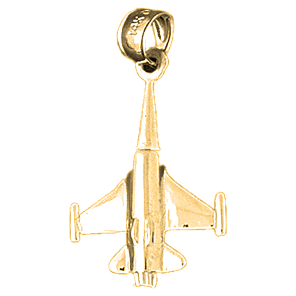 10K, 14K or 18K Gold 3D Airplane Pendant