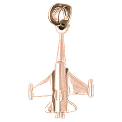 10K, 14K or 18K Gold 3D Airplane Pendant