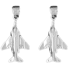 Sterling Silver 25mm Airplane Earrings