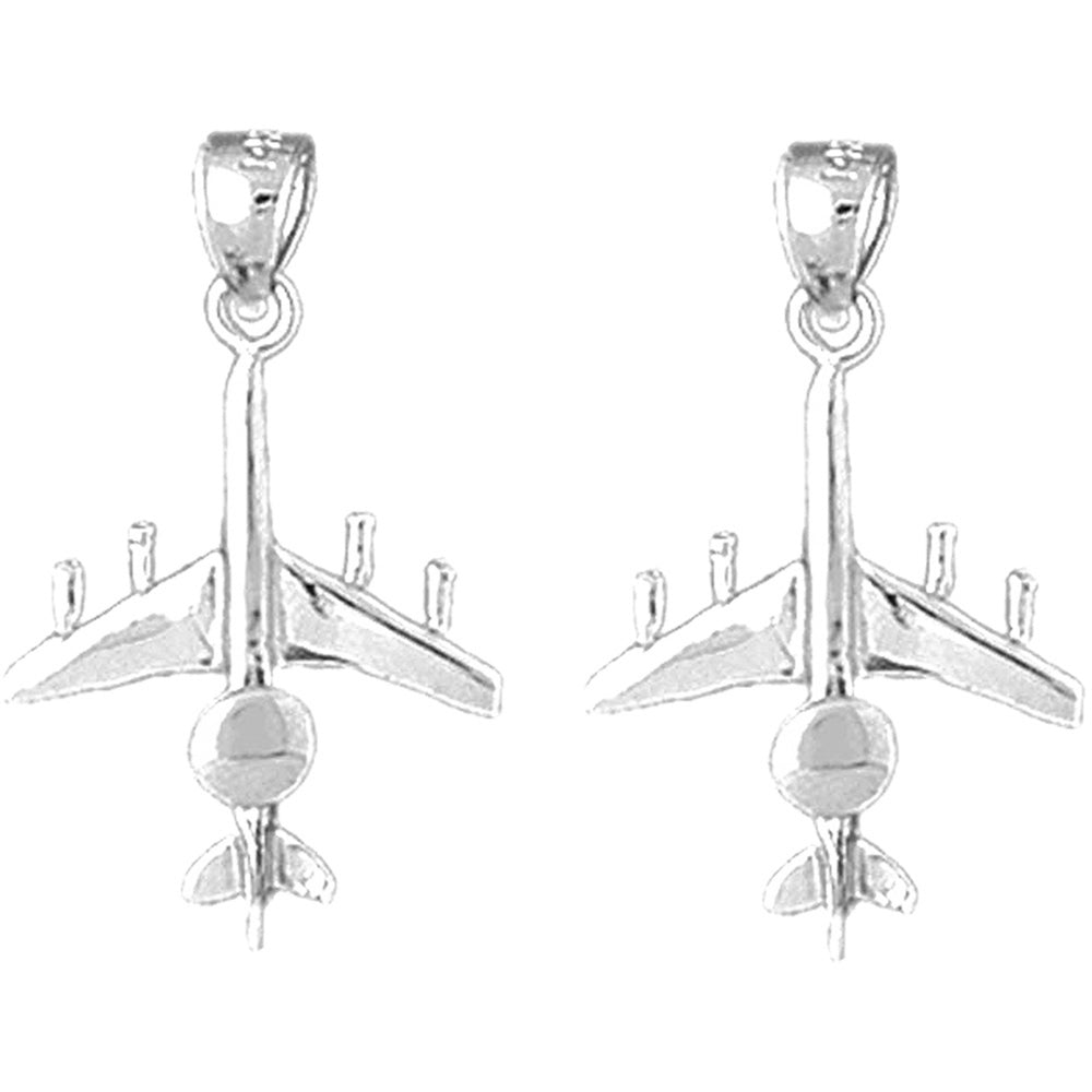 Sterling Silver 25mm Airplane Earrings