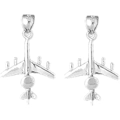 Sterling Silver 25mm Airplane Earrings