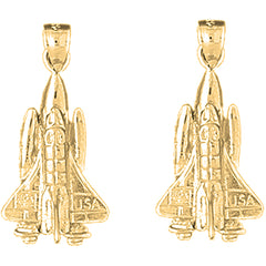 Yellow Gold-plated Silver 26mm Space Shuttle Earrings