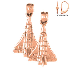 Space Shuttle-Ohrringe aus 14-karätigem oder 18-karätigem Gold