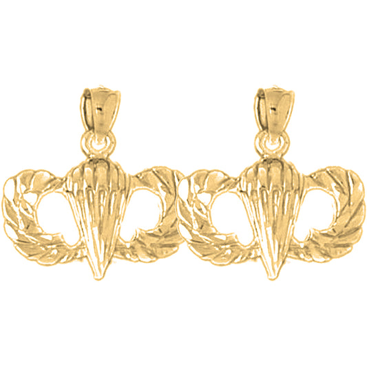 Yellow Gold-plated Silver 18mm United States Air Force Earrings
