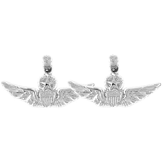 Sterling Silver 16mm United States Air Force Earrings