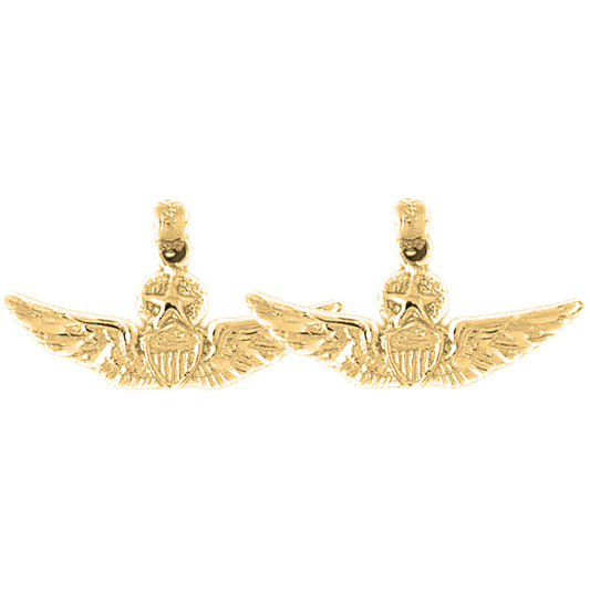 Yellow Gold-plated Silver 16mm United States Air Force Earrings