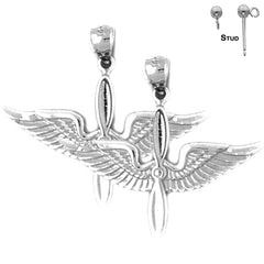 Sterling Silver 25mm United States Air Force Earrings (White or Yellow Gold Plated)