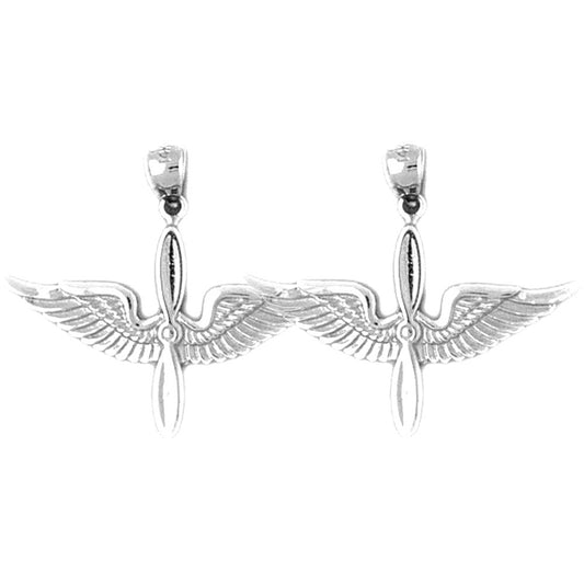 Sterling Silver 25mm United States Air Force Earrings