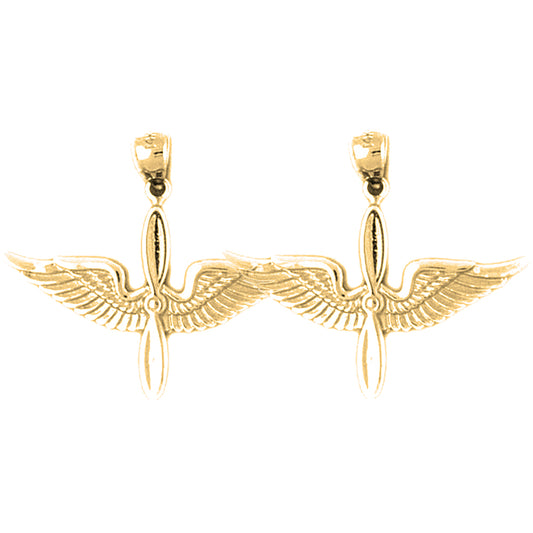 Yellow Gold-plated Silver 25mm United States Air Force Earrings
