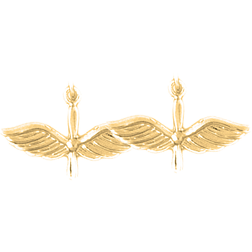 Yellow Gold-plated Silver 16mm United States Air Force Earrings